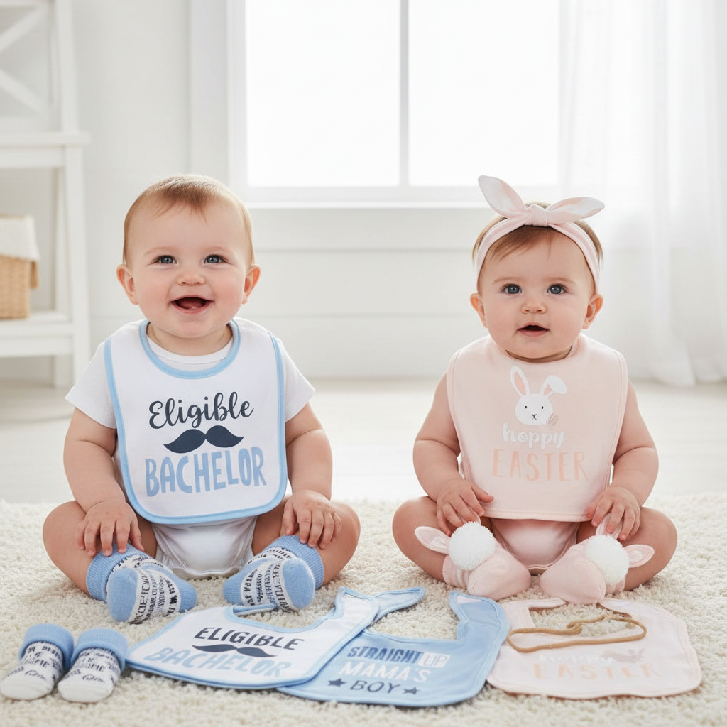 Baby Bib, Socks & Headband Set
