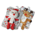 Blanket & Santa/Rudolph the Reindeer Plush Stuffed Toy Gift Set