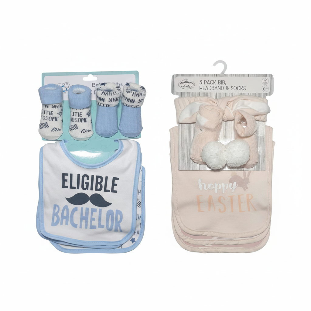 Baby Bib, Socks & Headband Set