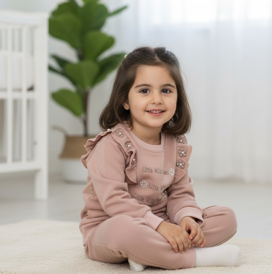 "Little Wild Flower" Girls Sweatshirt & Jogger Set [3Y - 6Y]