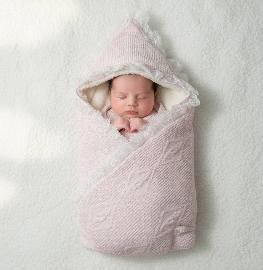 "Sweet Dreams" Knitted Hooded Swaddle Blanket