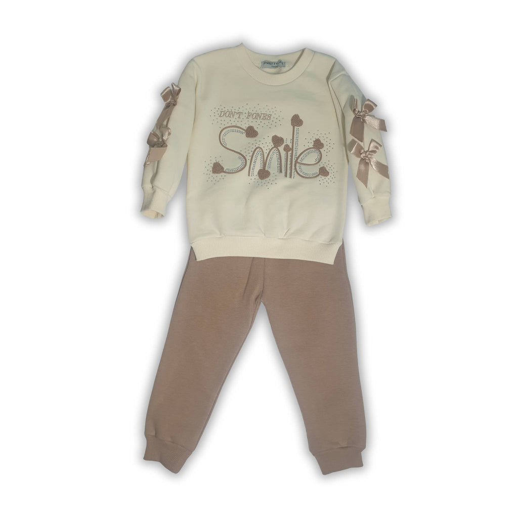 "Smile" Girls 2-Piece Sweatshirt and Jogger Set [2Y - 5Y]