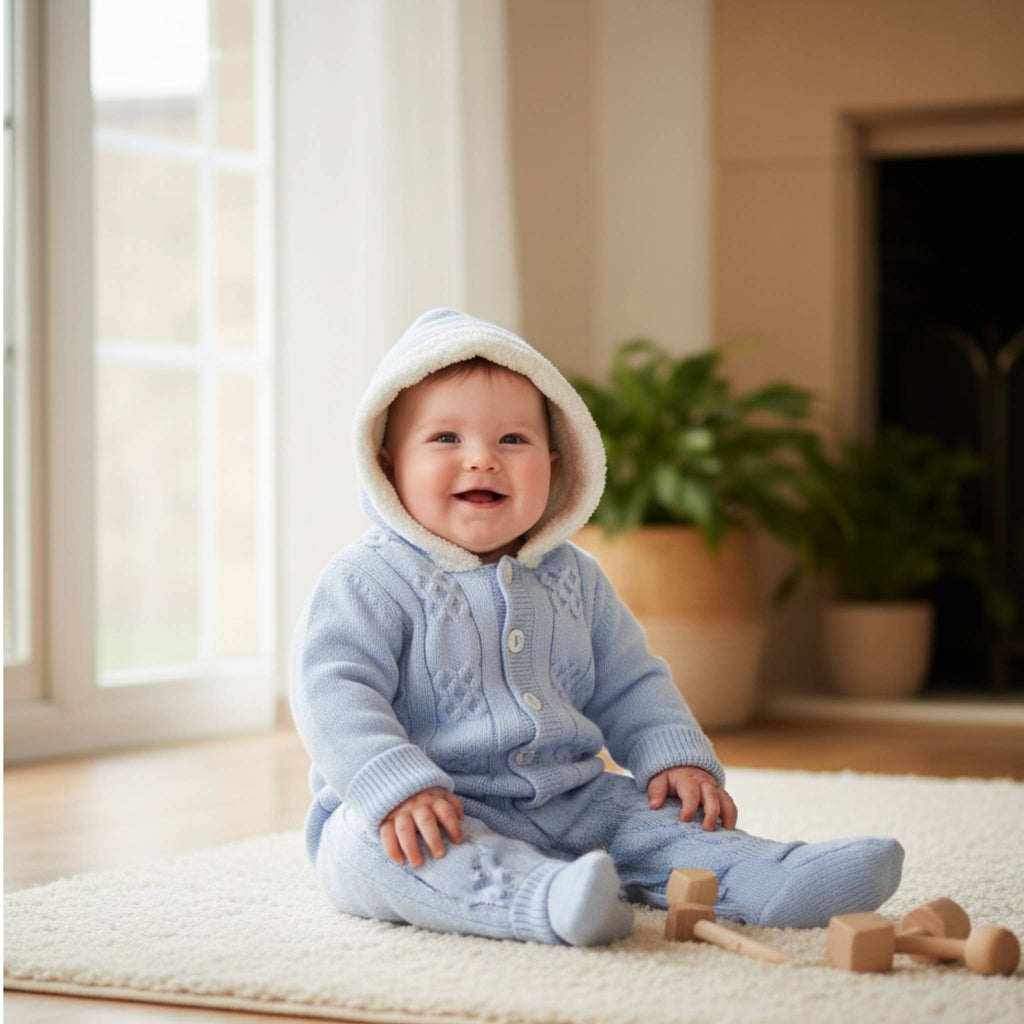Knitted Hooded Baby Overall Romper One Piece [3M - 18M]
